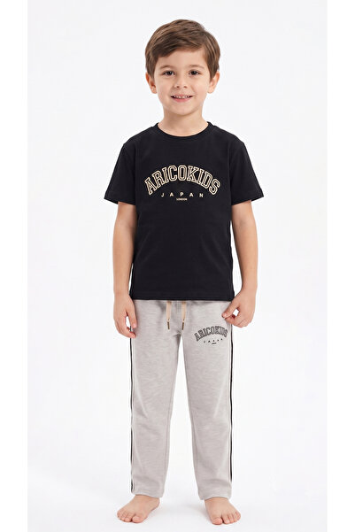 levanapajamas Boys Casual Set - Black T-Shirt and Gray Pants