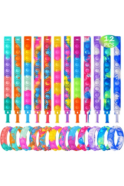 Choice 12pcs Random Colors 12PCS Fidget Toys Pop Bracelet Party Favors Bubble...