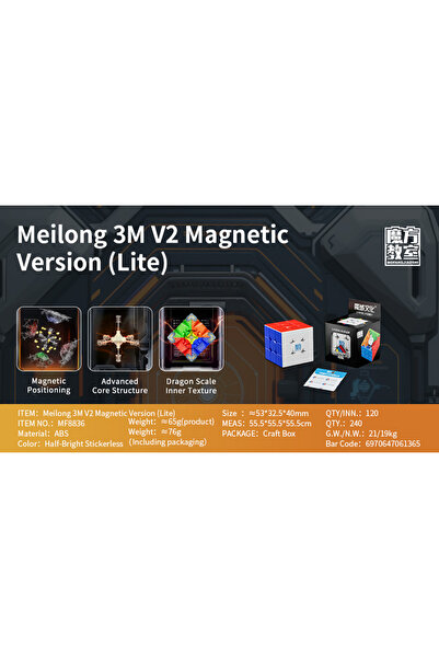 Choice 3M V2 Lite Version MOYU Meilong 3M V2 3X3 UV Magnetic Magic Cube 3X3X3...