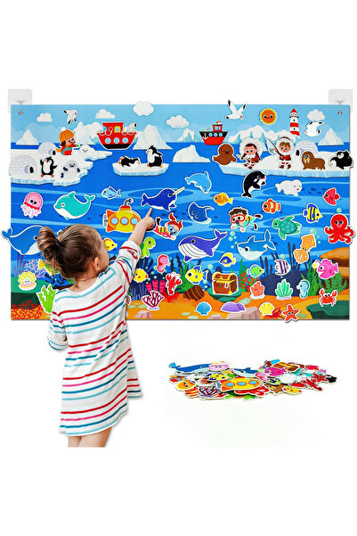 Choice Ocean Zoo Animals Felt Story Board Set Montessori Learning Toys Intera...