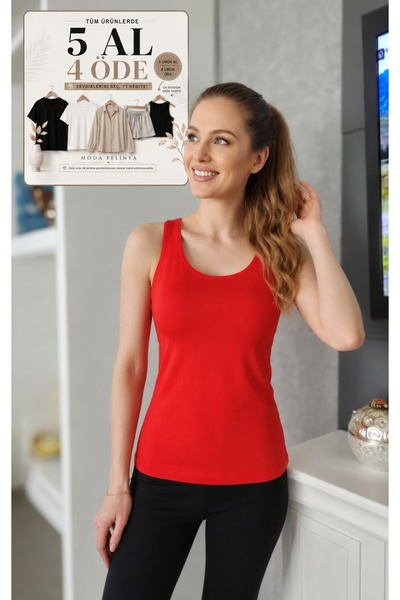 moda felinya KADIN ASKILI KIRMIZI RENK BODY ATLET
