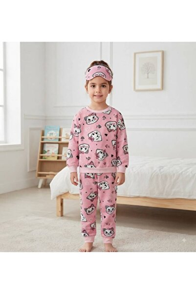 Fil Kids Pijama pentru fete, bumbac piese, culoare roz, pisică inimă de câine...