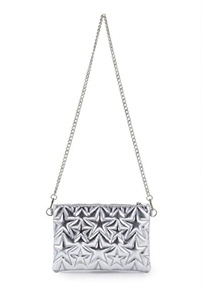 Generic Brand Star Stitched Clutch Star Women's Bag Silver Patent Leather Cha...