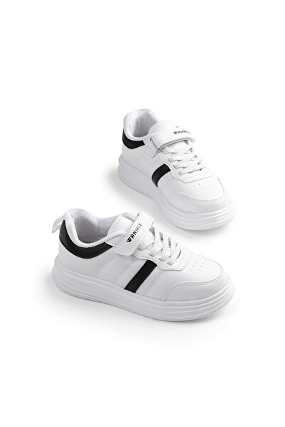 Tonny Black Children's Unisex White Black Comfortable Fit Side Striped Velcro...