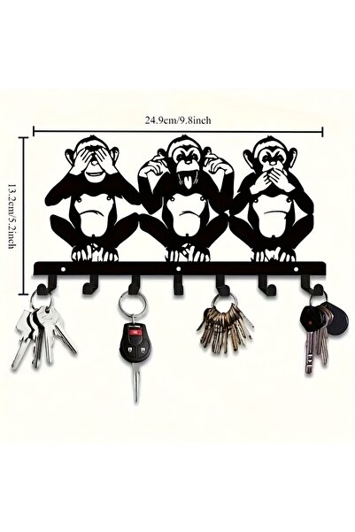 Choice TY10621 HelloYoung Metal Monkey Wall Decor with Key Hooks, Modern Natu...