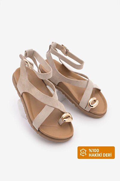 Marjin Damen-Sandalen aus echtem Leder mit Ringdetail und Flip-Flop-Design, R...