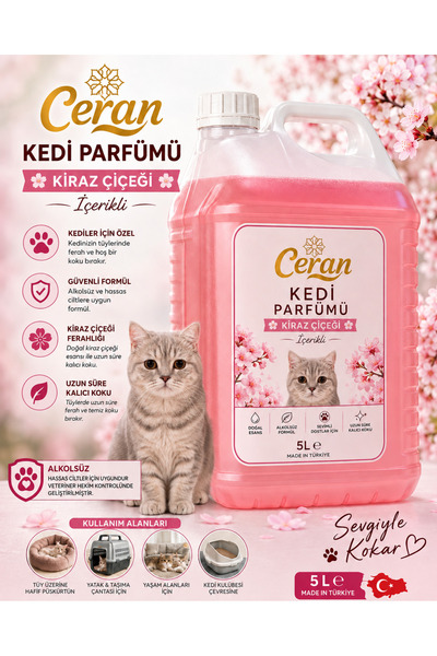 CERAN KOLONYA KEDİ PARFÜMÜ 5 LİTRE KİRAZ ÇİÇEĞİ İÇERİKLİ