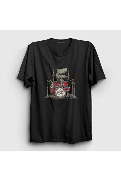 Presmono Unisex Black Dinos Dinosaur Drums Drum T-shirt370800tt