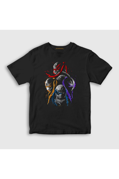 Presmono Unisex Kids Black Poster V2 Teenage Mutant Ninja Turtles T-shirt3262...