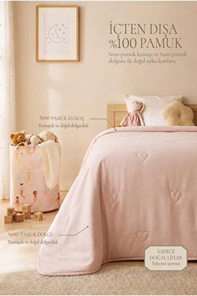 Ocean Home Textile 100% Cotton Combed Cotton Pink Heart Embroidered Children'...