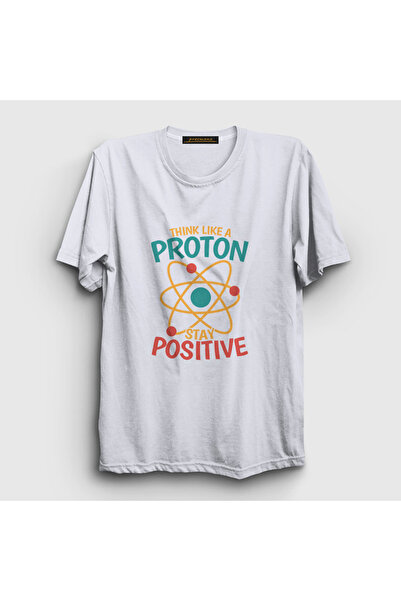 Presmono Unisex Proton Think Like a Positive T-Shirt - White 499121 Tt
