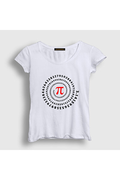 Presmono Women's White Spiral Pi Count Gift Math T-Shirt 569558Tt