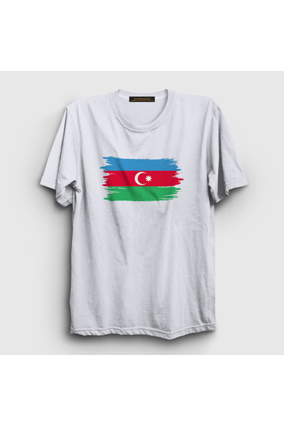 Presmono Unisex bela zastava Azerbejdžan Azerbejdžan T-shirt 536418tt