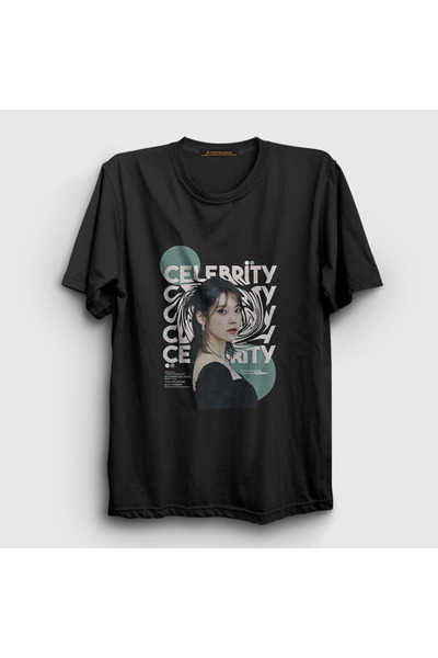 Presmono Unisex Black Celebrity Lee Ji Eun Iu Iu T-Shirt 596613Tt