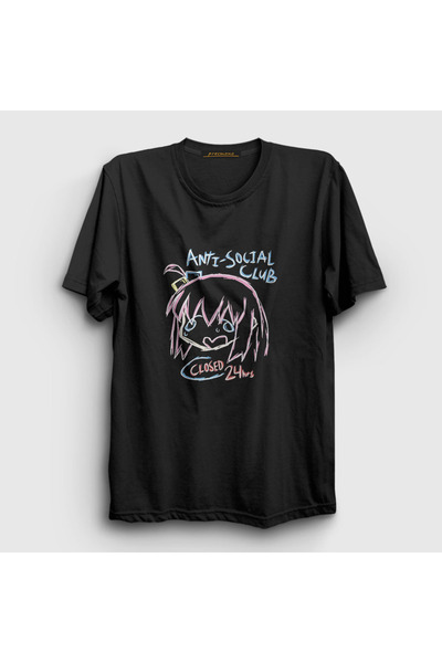 Presmono Unisex Black Anti Social Club Bocchi the Rock T-Shirt 506490 Tt