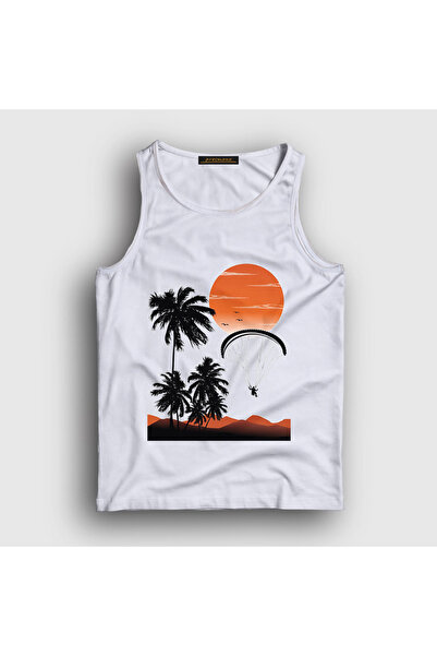 Presmono Unisex White Freedom Sunset Paragliding Tank Top 508758 Tt