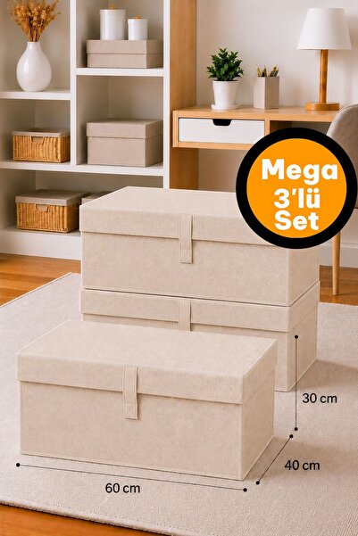 Helen's Home 3 Pieces Multi-Purpose Storage Box with Lid Organizer Mega Size ...