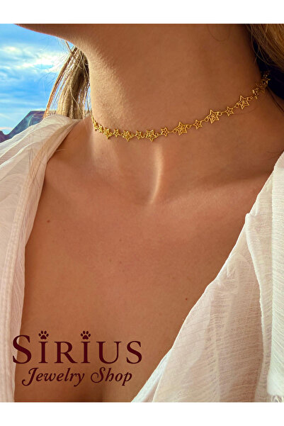 sirius jewelry 925 Ayar Gümüş Star Choker Kolye