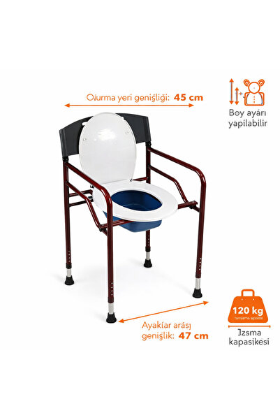 Csr Taşınabilir ve ayarlanabilir hasta tuvalet sandalyesi, klozetli WC özellikli