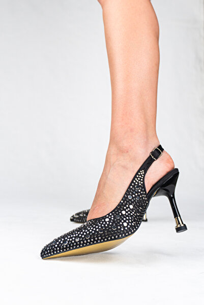 tayyarshoes Παπούτσια με μυτερή μύτη, πλήρως διακοσμημένα με πέτρες, με ανοιχ...