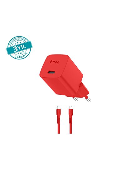 Ttec SmartCharger GAN 20W PD Seyahat Hızlı Şarj Aleti + USB-C - USB-C 3A Kabl...
