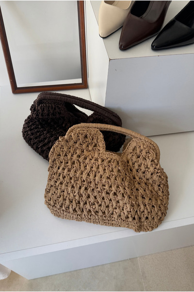 Mupa Shoes Kadın Hasır El Çantası CAMEL HASIR