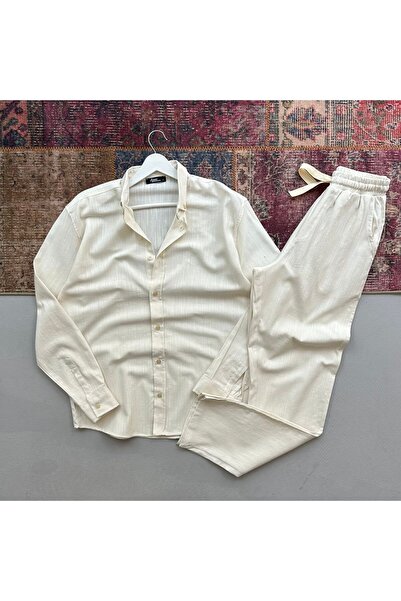 one2tex Long Sleeve Regular Fit Buttoned Cotton Breathable Linen Shirt and Li...