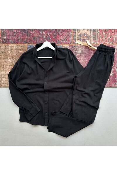 one2tex Long Sleeve Regular Fit Buttoned Cotton Breathable Linen Shirt and Li...
