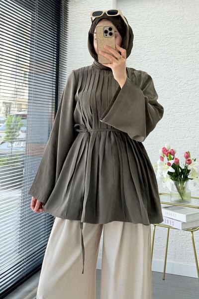 MELEK ARAZ Τουνίκ με βολάν μανίκια και λεπτομέρεια με ραβδώσεις στο μπροστινό...