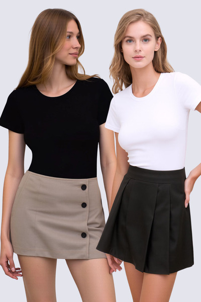 Pearlune Women's 2-Piece Crew Neck Short Sleeve Cotton Modal Stretchable Unde...