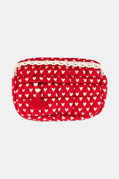 Miss Gwen's OMG Kids Girl Heart Quilted Makeup Pouch, Red