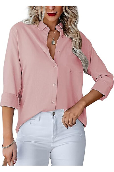 OEM Cămașă de vară roz pentru femei, subțire, croială lejeră, 2XL