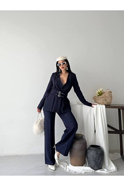 ZF BUTİK Σετ Παντελόνι και Σακάκι με Ζώνη Premium Fit