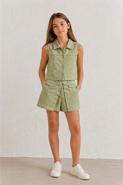 NK Κοριτσίστικο Σετ Σορτς και Φούστα 8-14 ετών Πράσινο