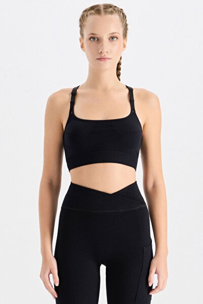 COMEUP Αθλητικό σουτιέν με λουράκια και λαιμόκοψη halter, μαύρο