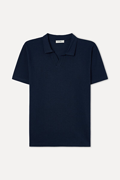 Mudo Men's Navy Blue Polo Neck T-Shirt