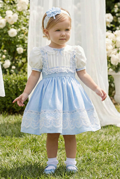 Pamina Baby Girl Child Embroidered Lace Special Occasion Dress and Matching B...
