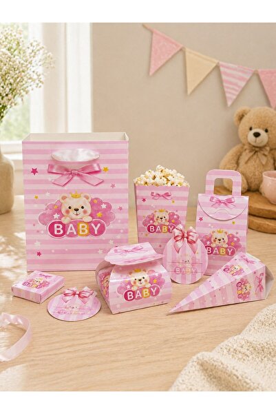Parti Adresi Pembe Ayıcıklı Baby Parti Seti – 80 Parça Bebek Doğum Günü & Mev...