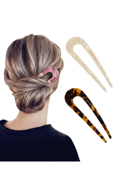 ZRN AKSESUAR Bone U Pin Pull-Out Clip in Cream Color That Makes Hair Easily Pull-Out When Heat Is Applied.