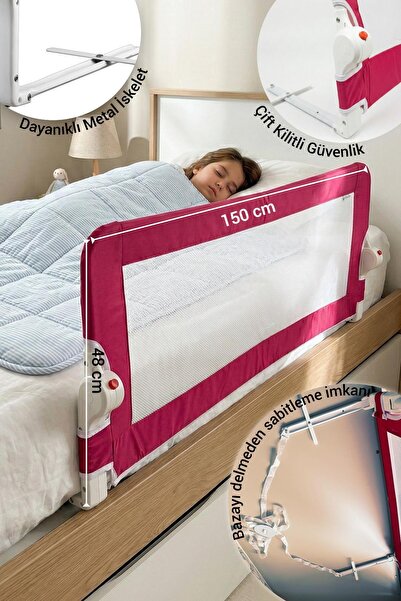 özgürce Çocuklar İçin Pembe Yatak Bariyeri 150x48 cm Güvenli Koruma