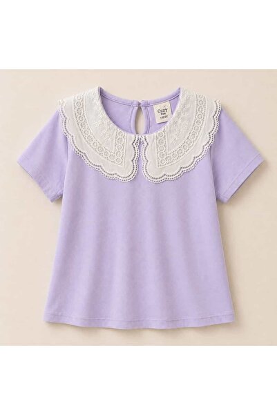 OZZY KİDS Κοριτσίστικο κορμάκι με γιακά και κοντά μανίκια