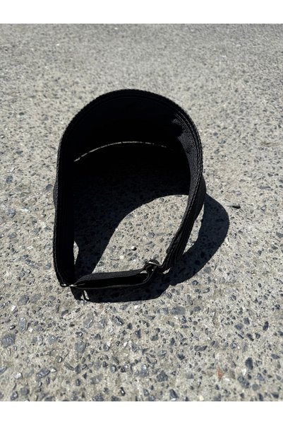 moimaaksesuar Women's Black Foldable Visor Hat with Elastic Back Adjustable Wide Brim Sun Protection