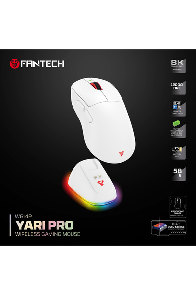 OYUNCU BAYKUŞ FANTECH YARI PRO 8K Şarj Docklu Kablosuz Oyuncu Mouse - PixArt ...