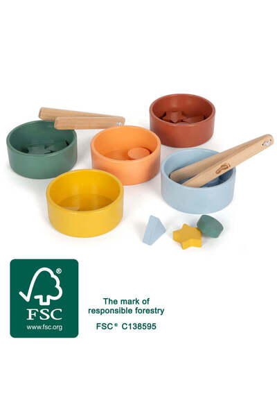 Small Foot Joc de sortare Montessori cu clești, din lemn certificat FSC 100%,...
