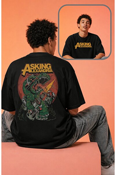 Fuddy Moda Μπλουζάκι Unisex με στάμπα Asking Alexandria στην πλάτη, Oversize ...