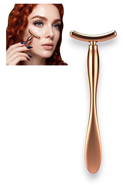 Rose Gold T-Tipi Yüz Masaj Aleti - Anti-Aging Etkili Kırışıklık Karşıtı ve Kan Dolaşımı Hızlandırıcı Masaj Çubuğu