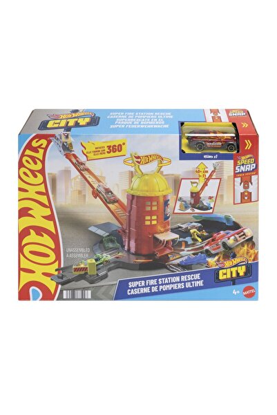 mattel HOT WHEELS CITY SET DE JOACA SUPER STATIE DE POMPIERI CU MASINUTA INCLUSA