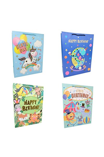 AFO Set 12 Pungi Cadou Happy Birthday Mixt 31x41x12cm