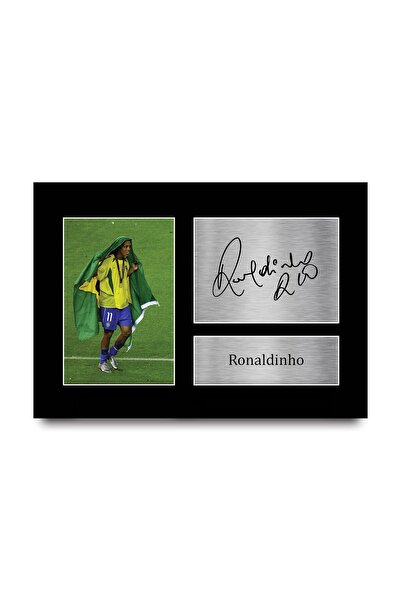 ALAYRA International Alayra Framed Ronaldinho Gift Signed A4 Printed Autograp...