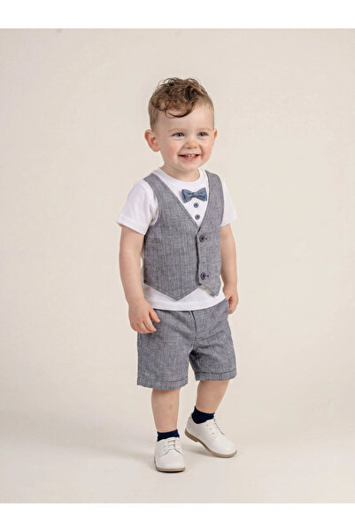 Bontino Set de tricou și pantaloni scurți pentru bebeluși, 100% bumbac, cu as...